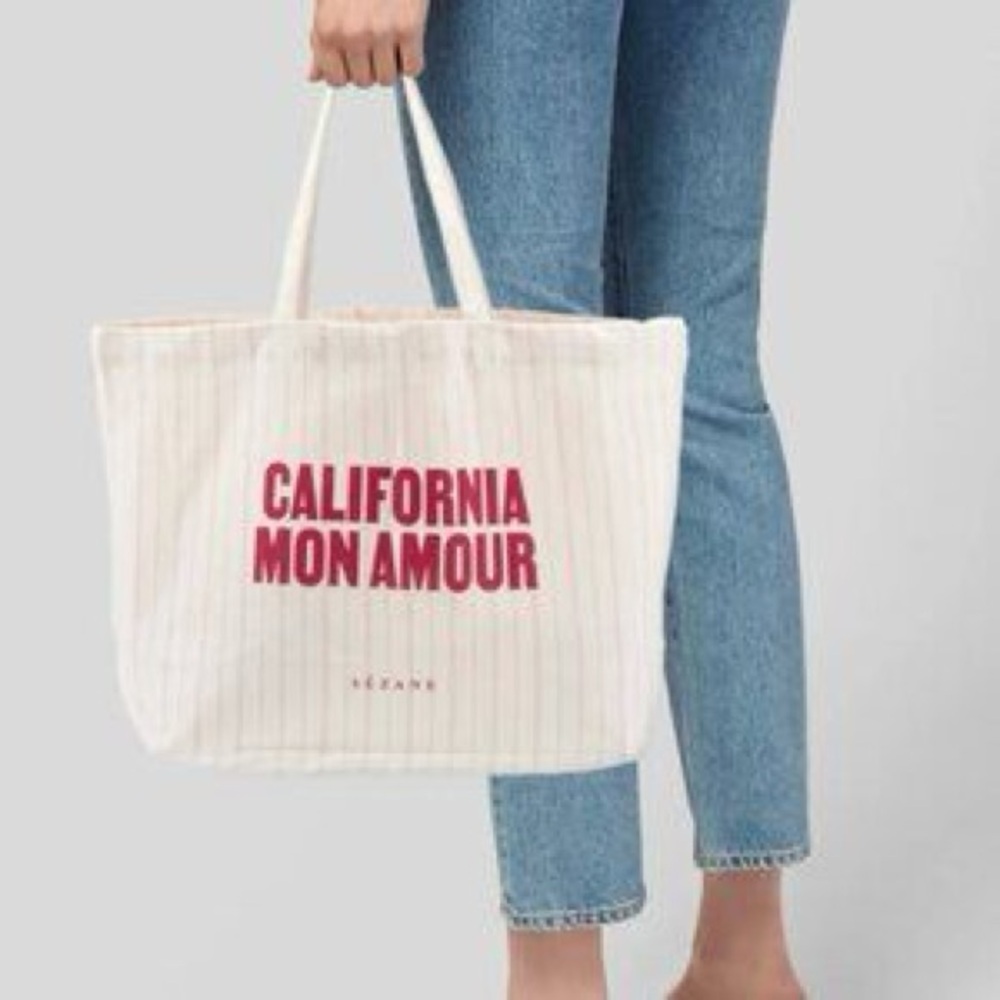 Sezane California Mon Amour Canvas Tote bag